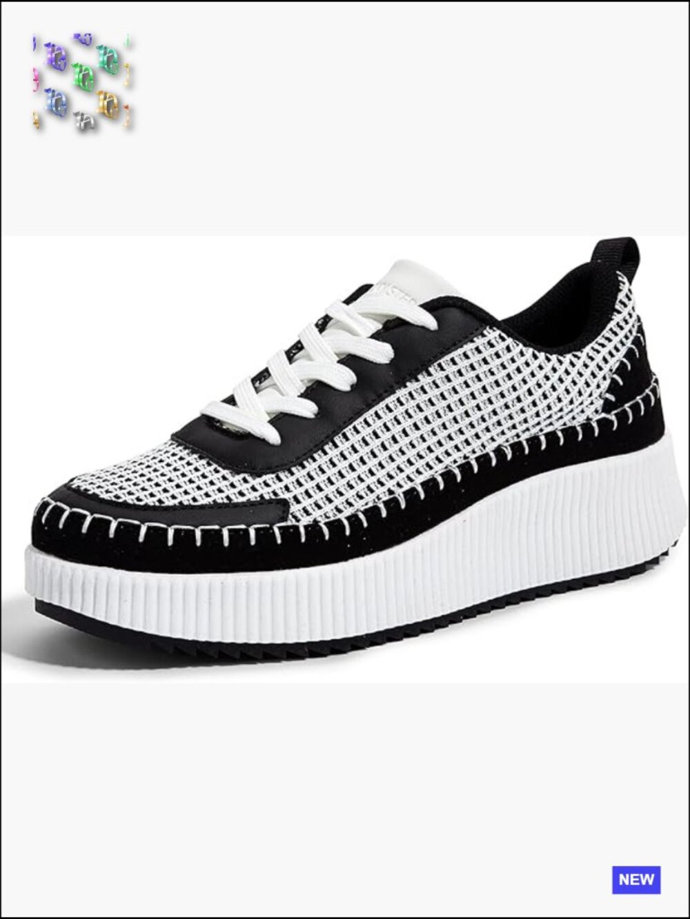 Chunky Platform Sneakers Rhinestone Embellished Lace-Up Walking Shoes Retro
